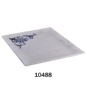 Plateau de service de table décoratif en marbre avec plateau de fruits à motif de fleurs pour station de mariage et club Plateau décoratif - Product Image 1