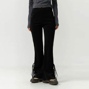 Pantalon de jogging évasé pour femme, de haute qualité, en gros, taille élastique, respirant, en toile polaire, devant plat, décontracté, pour l'hiver - Product Image 4