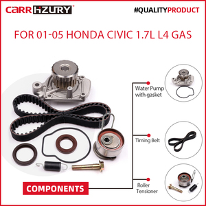 ชุดปั๊มน้ำ Carrhzury OE STANDARD TTCKWP312 พร้อมสายพานไทม์มิ่ง สำหรับรถยนต์ฮอนด้า ซีวิค ปี 2001-2005 เครื่องยนต์ 1.7 ลิตร L4 เบนซิน SOHC รุ่น D17A2,D17A5,D17Z3 - Product Image 2