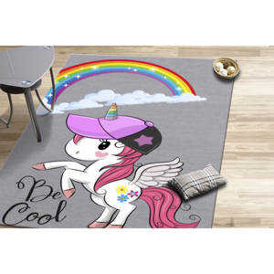 Alfombra de Unicornio Arcoíris: Decoración para Cuarto Infantil, Alfombra Suave con Pelo Largo - Product Image 1