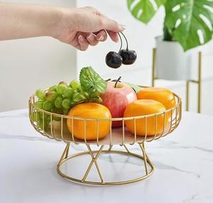 Cesta de fruta de Metal dorado moderno, diseño de alambre abierto para almacenar frutas, mesas de comedor, estante de especias, soportes de almacenamiento, estantes - Product Image 1
