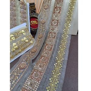 Precio de exportación decorativo algodón poliéster encaje metálico borde embellecedor para vestido de novia Sari cojín Dupatta accesorios de moda - Product Image 3