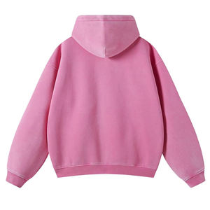 Couleur rose fermeture éclair manches longues hommes pull à capuche personnalisé poids lourd 500 600 Gsm en détresse lavé Vintage hommes sweat à capuche en coton - Product Image 2