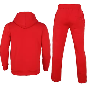 Survêtement en molleton respirant imprimé rouge uni très demandé, idéal pour l'entraînement et le streetwear - Product Image 1