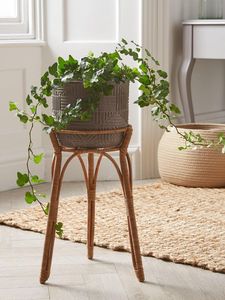 Support d'affichage élégant de pot de jardinière en rotin et en fer pour la maison, l'intérieur et l'extérieur. - Product Image 4