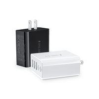 Pengisi Daya Dinding GaN 50W 3USB-A+2USB-C Multi Port PD QC Pengisi Daya Cepat  Colokan EU US UK AU Bersertifikasi CE RoHS UKCA Pengisi Daya Perjalanan untuk Ponsel