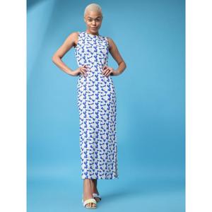 Women's Maxi length Regular Western Ready to Were Bodycon Round Neck Casual Leaf print special occasions Sleeveless dress - Product Image 5