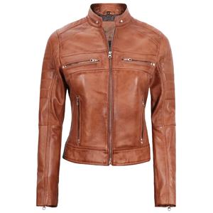 Veste de moto en peau de mouton véritable 100% de qualité supérieure pour femmes, sur mesure, imprimée, finie, coupe-vent, élégante, tendance, chauffante - Product Image 1