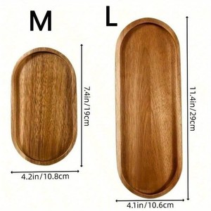 Bandeja de servicio larga rectangular de madera de acacia pequeña Tabla de charcutería de madera elegante - Product Image 6