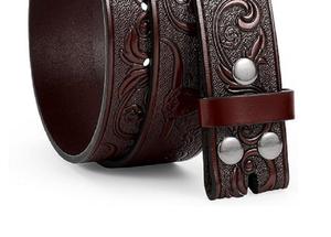 Cinturón de cuero genuino personalizable de Venta caliente Estilo occidental con acero para tamaños de hebilla disponibles-Cuero de vaquero al por mayor - Product Image 3