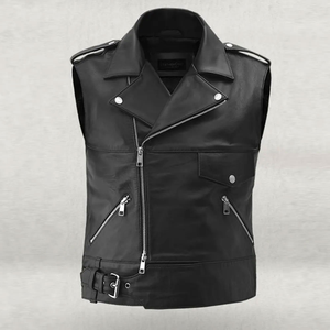 Gilet de moto en cuir véritable pour homme, qualité supérieure, prix de gros, style motard - Product Image 6