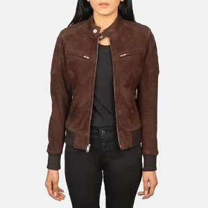 Veste en daim véritable pour femme - Product Image 1