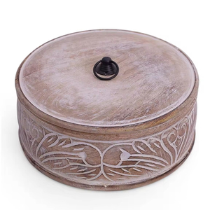 Cuenco de madera de diseño de estilo único de forma redonda para granja y hogar Frutero de calidad elegante Tamaño estándar - Product Image 4