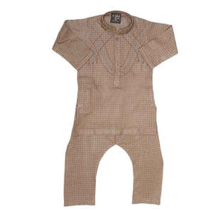 Traje Shalwar Bordado para Niños - Marrón - Product Image 4