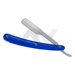 Hot Sale Barber Razor Salon Foldable Stainless Steel Blade Shaving Razor Swing Lock Blue & <b>Silver</b> Plastic Handle Barber Shaving - Product Image 2