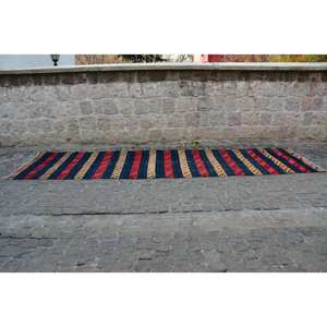 Alfombra turca étnica Vintage roja amarilla 4x15,9 pies área grande 10mm respaldo de látex de lana Rectangular abstracto para alfombra de habitación de pasillo - Product Image 4