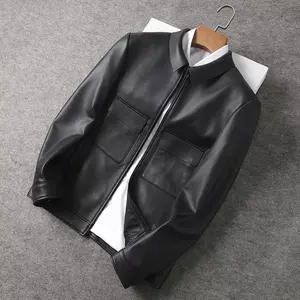 Chaqueta de cuero para motocicleta de otoño para hombre, marrón, impermeable, deportiva, a la moda - Product Image 5