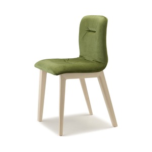 Upholstered Dining <b>Chair</b> with Beech Wood Legs, Fabric Padded <b>Shell</b>, for Restaurant Cafe Hotel, Made in Italy - Product Image 2