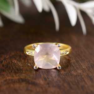 Unique Design Rose <b>Quartz</b> <b>Ring</b> Boho Brass Jewelry For Women 18k Gold Plated Geometric Statement Design For Wholesale/OEM/ODM - Product Image 1
