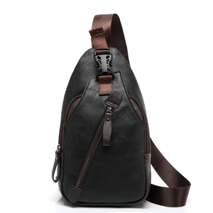 Sac de poitrine minimaliste en cuir véritable pour homme, sac à bandoulière avec fermeture éclair, durable, usage quotidien, toutes saisons - Product Image 2