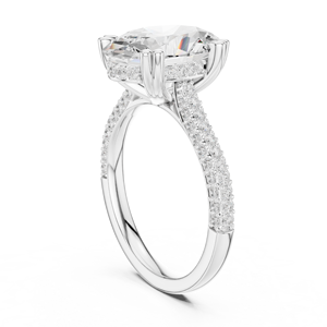 Anillo de Compromiso de Diamante de Corte Ovalado de Lujo con Banda Pavé, Joyería Fina Nupcial Personalizada - Product Image 5