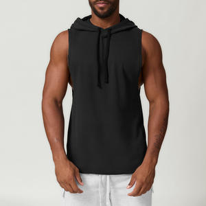 Top Trending Sleeveless Hoodie Bodybuilding Workout Gym Hoodie High Quality Breathable Lightweight Unisex Men's Fitness Wear - Product Image 4