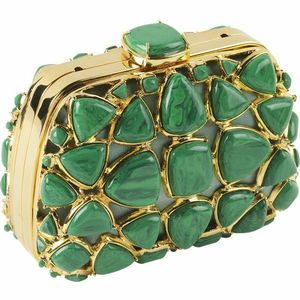 Bolso de mano de resina de lujo, monedero con cremallera y botones, adornos de diamantes de imitación, bolso ecológico de moda de verano al mejor precio - Product Image 2