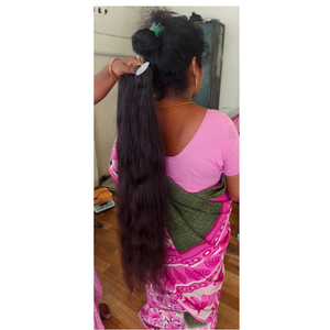 Extensions de cheveux indiens Remy de qualité supérieure, longues, couleur naturelle, 100 % cheveux d'un seul donneur, 100 % cuticules alignées, double trame cousue à la machine - Product Image 1