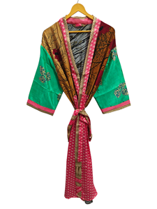 ชุดเดรสสำหรับเจ้าสาวเสื้อคลุมส่าหรีสไตล์อินเดียเสื้อคลุมสำหรับเป็นของขวัญชุดปาร์ตี้ชายหาดชุดกิโมโนผ้าไหมส่าหรีพิมพ์ลายอินเดีย - Product Image 2