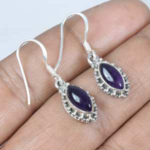Haute qualité femmes violet améthyste pierres précieuses boucles d'oreilles 925 en argent Sterling Marquise forme boucles d'oreilles pour les fêtes à la mode - Product Image 2