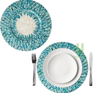 Mantel Individual de nácar azul de lujo para decoración de mesa de comedor Placas de cargador de ratán con MOQ bajo de Vietnam al por mayor - Product Image 1