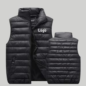 2025 hiver sans manches chaud hommes Logo personnalisé Quilting bouffant gilet veste coupe-vent respirant séchage rapide col montant Logo avant - Product Image 1