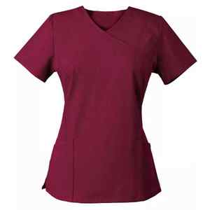 Vente en gros 100% coton col en V costume de gommage d'hôpital uniforme d'infirmière médicale avec manteau de médecin tricoté en Spandex - Product Image 4