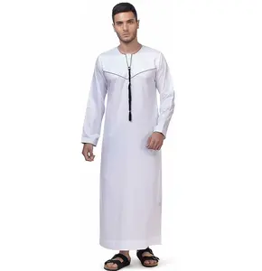 breathable Islamic clothing Arab thobe style ethnic clothing Muslim men thobe for prayer Dubai men's thobe