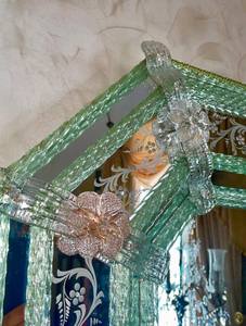 Antique Venetian Mirror in Murano Glass Gold, Green and <b>Pink</b> - Product Image 3