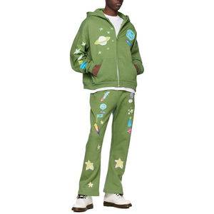 Combinaison de sport deux pièces de haute qualité avec logo personnalisé pour hommes pantalon de survêtement à capuche avec pantalon de survêtement évasé ensemble de jogging d'hiver - Product Image 6