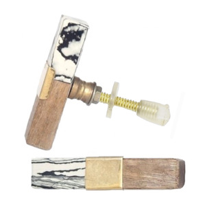 Modern T-Bar Long Square Resin Wood Bone Horn Drawer <b>Door</b> Cabinet Knobs & Pull Handle <b>for</b> Kitchen Bedroom Bathroom Wardrobe Use - Product Image 3