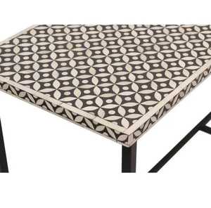 Table console moderne faite à la main en incrustation d'os avec support en métal robuste Mobilier décoratif élégant pour couloir, entrée, salon - Product Image 5