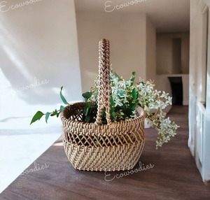 Paniers de fleurs en osier de rotin de bambou écologique Tissage de rotin Arrangement de fleurs Panier d'extérieur portable Panier cadeau en bambou - Product Image 5