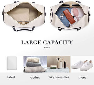 Grande capacité toile Durable Weekender sac de nuit compartiment Carry on Gym Sports Voyage Tote Duffle Bag - Product Image 2