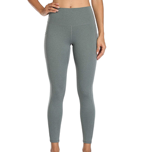 Leggings de sport en coton biologique pour femmes, vêtements de yoga, taille haute, fermeture éclair sur le devant, respirant, séchage rapide, vente en gros - Product Image 3
