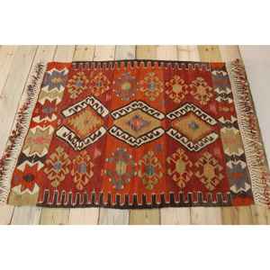 พรมวินเทจขนาดเล็ก 3.1x4.1 ฟุต (95x125 ซม.) พรมลายดอกไม้สีแดงแบบตุรกี - Product Image 2