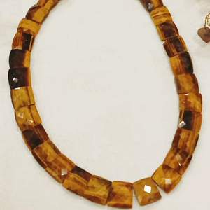 Collar Graduado Cuadrados Collar de babero de ojo de tigre natural, Collar egipcio de Cleopatra - Product Image 3