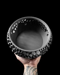 Coupe en bois travail noir bol décoratif pièce maîtresse classique idéal pour l'arrangement de fleurs sèches collation service ou affichage décoratif - Product Image 6