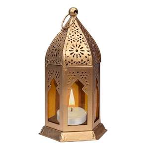 Moroccan Golden Wedding Decor <b>LED</b> <b>Tealight</b> <b>Candle</b> Holders Hanging Iron Glass Lanterns Home Use Red-Golden Color Christmas - Product Image 3
