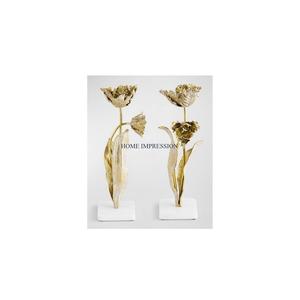 Bougeoirs de mariage en aluminium de qualité supérieure ensemble de 2 bougeoirs de table décoratifs en forme de fleur vintage en métal - Product Image 1