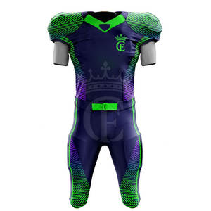 Camiseta y pantalones de fútbol americano OEM, conjunto personalizado con el nombre del equipo y el logotipo, manga corta, transpirable, uniformes de talla grande - Product Image 1