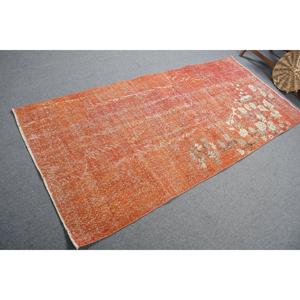 Alfombra Turca Vintage de 3.7x8.1 pies, Alfombra de Lana Naranja - Product Image 2