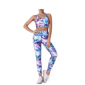 Custom Wholesale Printed Sublimation Yoga Set Plus Size Booty Lifting <b>Leggings</b> & Sports Bra Breathable <b>Activewear</b> - Product Image 5