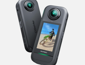 Caméra d'action sportive 360 degrés résistante aux intempéries 720P HD Wi-Fi 48MP HDR-Ready MicroSD Gris - Product Image 2